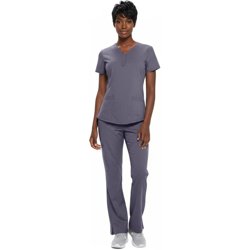 imageNatural Uniforms Womens Ultra Soft YNeck Scrub Set 82009200Charcoal