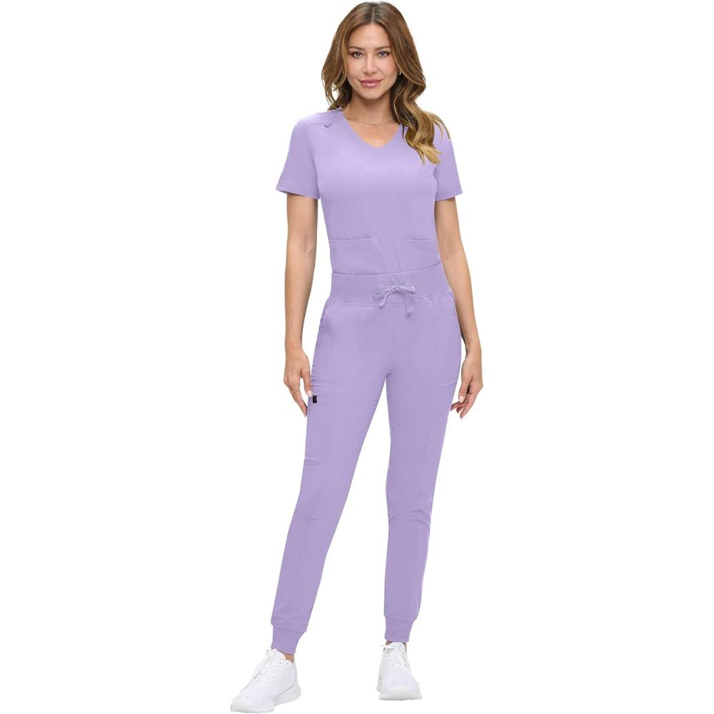imageNatural Uniforms Womens UltraSoft Luxe Stretch Jogger Scrub Set with Regular and Petite SizesLavender