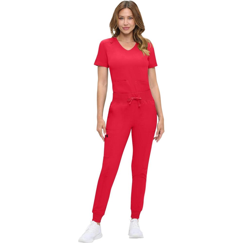 imageNatural Uniforms Womens UltraSoft Luxe Stretch Jogger Scrub Set with Regular and Petite SizesRed