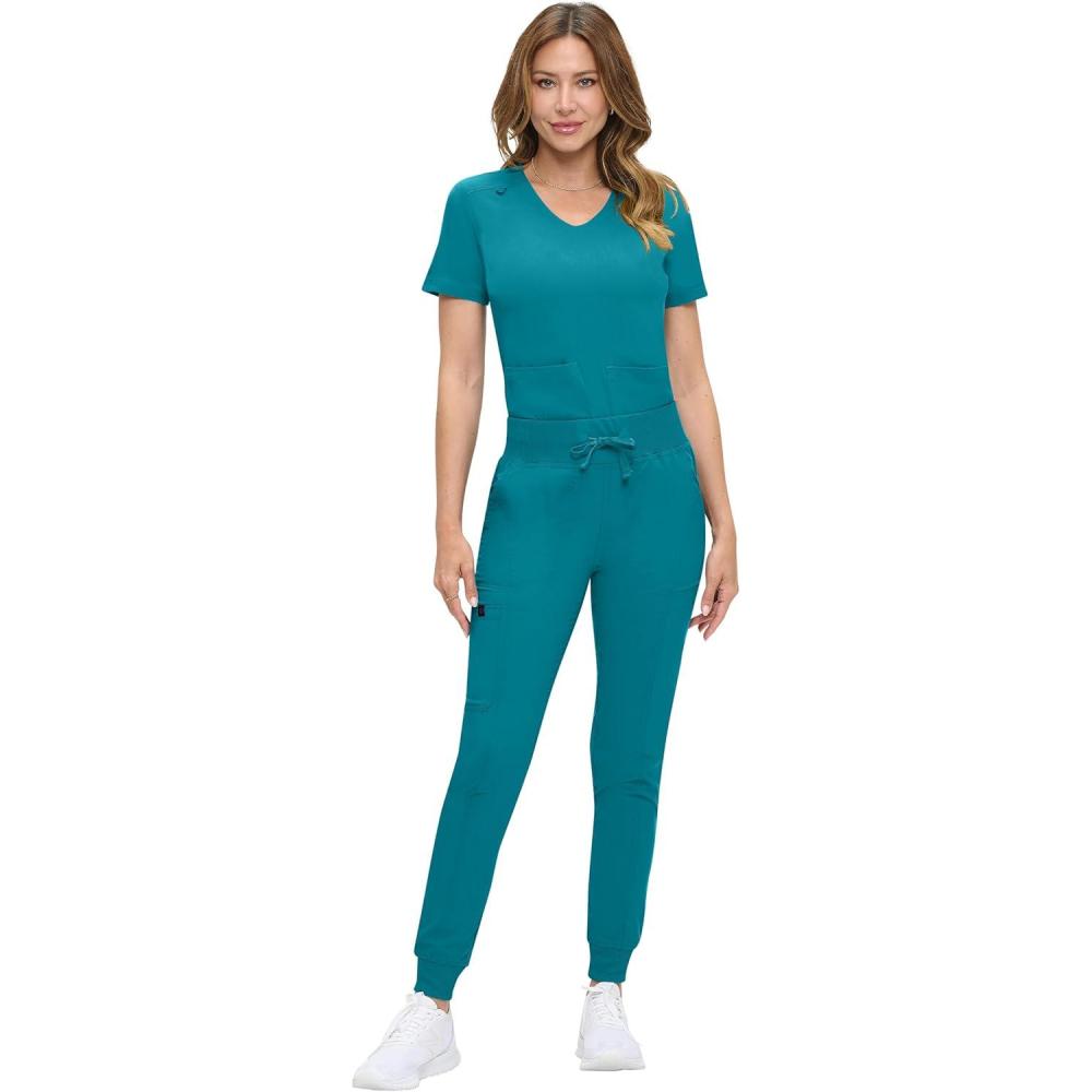 imageNatural Uniforms Womens UltraSoft Luxe Stretch Jogger Scrub Set with Regular and Petite SizesTeal