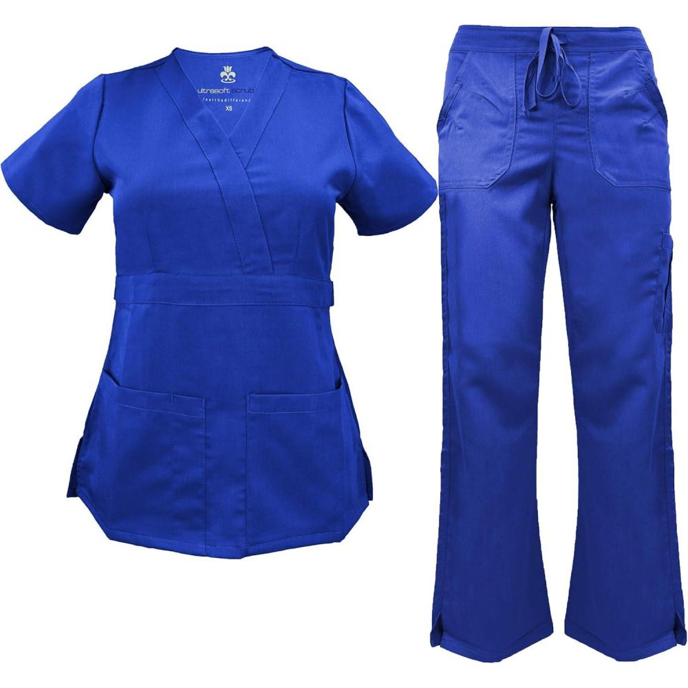 imageSoft Premium Mock Wrap Professional WorkWear Women Top and Pant Set 81159118True Royal Blue
