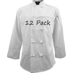 Natural Uniforms Chef Coat with Knot Buttons-Multi Pack Quantities-White(12)