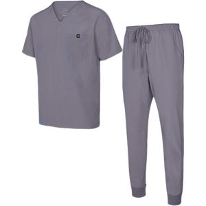 Natural Uniforms Mens Luxe Stretch Jogger Scrub Set(Charcoal)