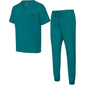 Natural Uniforms Mens Luxe Stretch Jogger Scrub Set(True Hunter Green)