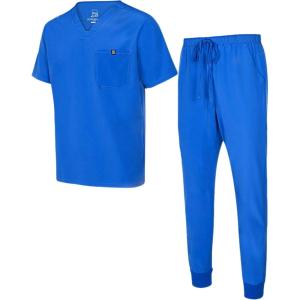 Natural Uniforms Mens Luxe Stretch Jogger Scrub Set(True Royal Blue)