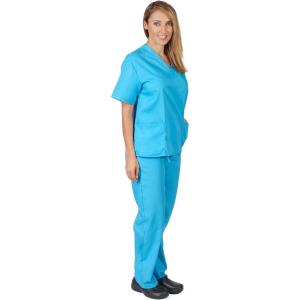 Natural Uniforms Men’s Scrub Set Medical Scrub Tops and Pants (5X-Large, Water Blue)