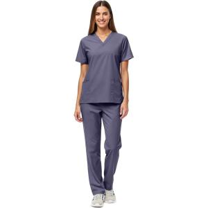 Natural Uniforms Unisex Scrub Set-Top and Pant Set (Standard Workwear Scrub Set)(Charcoal)