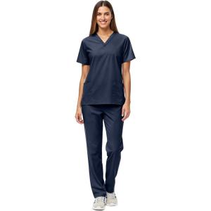 Natural Uniforms Unisex Scrub Set-Top and Pant Set (Standard Workwear Scrub Set)(Dark Navy Blue)