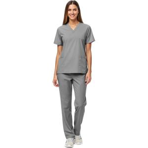Natural Uniforms Unisex Scrub Set-Top and Pant Set (Standard Workwear Scrub Set)(Grey)