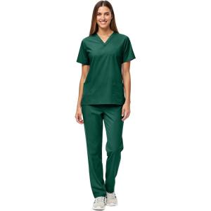 Natural Uniforms Unisex Scrub Set-Top and Pant Set (Standard Workwear Scrub Set)(Hunter Green)