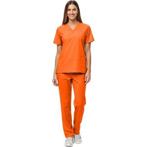 Natural Uniforms Unisex Scrub Set-Top and Pant Set (Standard Workwear Scrub Set)(Orange)