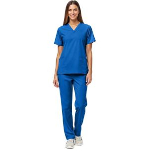 Natural Uniforms Unisex Scrub Set-Top and Pant Set (Standard Workwear Scrub Set)(Royal Blue)