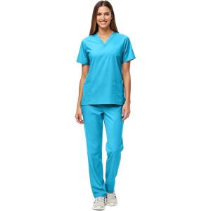 Natural Uniforms Unisex Scrub Set-Top and Pant Set (Standard Workwear Scrub Set)(Water Blue)