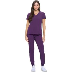 Natural Uniforms Womens Essential Cool Stretch Jogger Scrub Set with Regular and Petite Sizes(Eggplant)