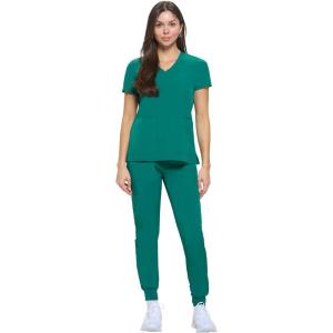Natural Uniforms Womens Essential Cool Stretch Jogger Scrub Set with Regular and Petite Sizes(True Hunter Green)
