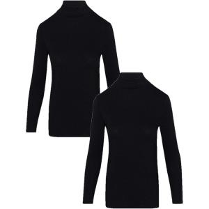 Natural Uniforms Women’s Long Sleeve Mock Turtle-Neck T-Shirt Under Scrub(2pk-black)