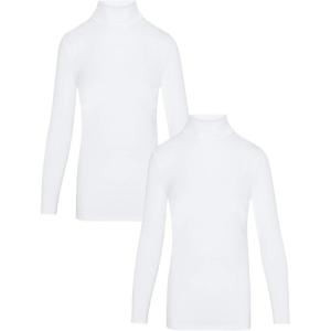 Natural Uniforms Women’s Long Sleeve Mock Turtle-Neck T-Shirt Under Scrub(2pk-white)