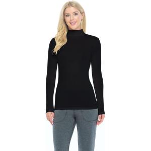 Natural Uniforms Women’s Long Sleeve Mock Turtle-Neck T-Shirt Under Scrub(Black)