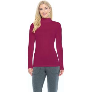 Natural Uniforms Women’s Long Sleeve Mock Turtle-Neck T-Shirt Under Scrub(Burgundy)