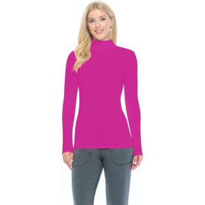 Natural Uniforms Women’s Long Sleeve Mock Turtle-Neck T-Shirt Under Scrub(Hot Pink)
