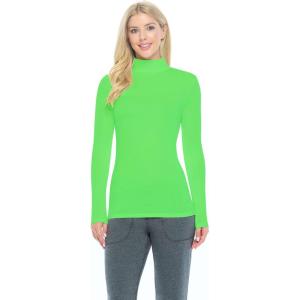 Natural Uniforms Women’s Long Sleeve Mock Turtle-Neck T-Shirt Under Scrub(Lime Green)