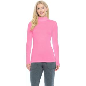 Natural Uniforms Women’s Long Sleeve Mock Turtle-Neck T-Shirt Under Scrub(Neon Pink)