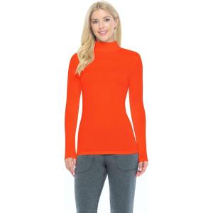 Natural Uniforms Women’s Long Sleeve Mock Turtle-Neck T-Shirt Under Scrub(Orange)