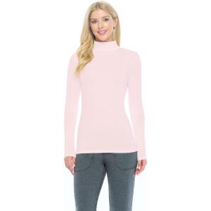 Natural Uniforms Women’s Long Sleeve Mock Turtle-Neck T-Shirt Under Scrub(Pink)