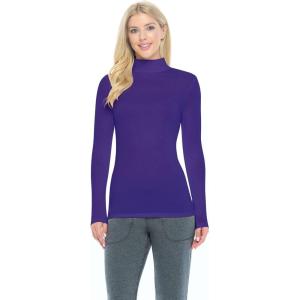 Natural Uniforms Women’s Long Sleeve Mock Turtle-Neck T-Shirt Under Scrub(Purple)