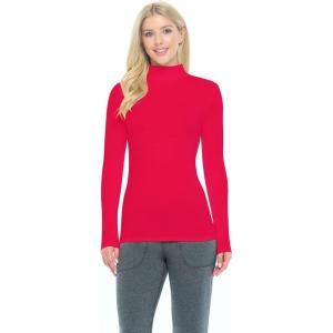 Natural Uniforms Women’s Long Sleeve Mock Turtle-Neck T-Shirt Under Scrub(Red)