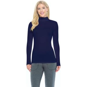 Natural Uniforms Women’s Long Sleeve Mock Turtle-Neck T-Shirt Under Scrub(True Navy Blue)