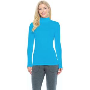 Natural Uniforms Women’s Long Sleeve Mock Turtle-Neck T-Shirt Under Scrub(Water Blue)