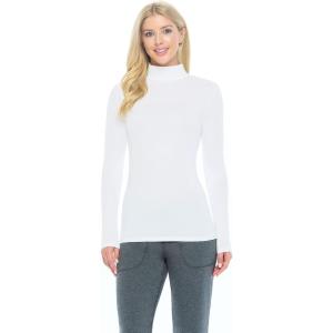 Natural Uniforms Women’s Long Sleeve Mock Turtle-Neck T-Shirt Under Scrub(White)