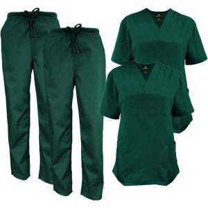 Natural Uniforms Women’s Scrub Set Medical Scrub Tops and Pants – Pack of 2 Set(Hunter Green)
