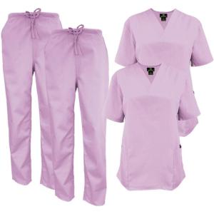 Natural Uniforms Women’s Scrub Set Medical Scrub Tops and Pants – Pack of 2 Set(Lilac)