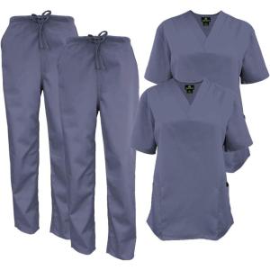 Natural Uniforms Women’s Scrub Set Medical Scrub Tops and Pants – Pack of 2 Set(Pewter Charcoal)