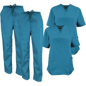 Natural Uniforms Women’s Scrub Set Medical Scrub Tops and Pants – Pack of 2 Set(Teal)