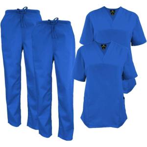 Natural Uniforms Women’s Scrub Set Medical Scrub Tops and Pants – Pack of 2 Set(True Royal Blue)
