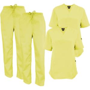 Natural Uniforms Women’s Scrub Set Medical Scrub Tops and Pants – Pack of 2 Set(Yellow)