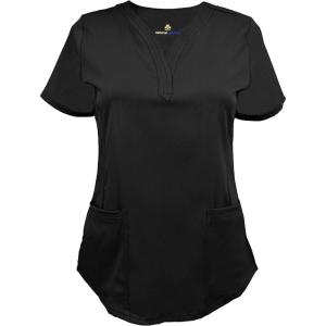 Natural Uniforms Women’s Ultra Soft Stretch Drop-Neck Scrub Top 8200(Black)