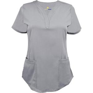 Natural Uniforms Women’s Ultra Soft Stretch Drop-Neck Scrub Top 8200(Grey)