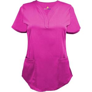 Natural Uniforms Women’s Ultra Soft Stretch Drop-Neck Scrub Top 8200(Hot Pink)