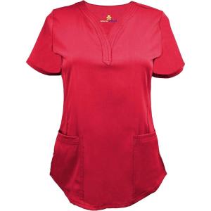 Natural Uniforms Women’s Ultra Soft Stretch Drop-Neck Scrub Top 8200(Red)