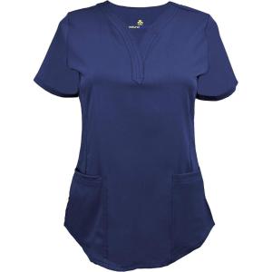 Natural Uniforms Women’s Ultra Soft Stretch Drop-Neck Scrub Top 8200(True Navy Blue)