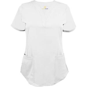 Natural Uniforms Women’s Ultra Soft Stretch Drop-Neck Scrub Top 8200(White)