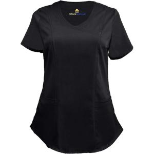 Natural Uniforms Women’s Ultra Soft Stretch Mock Wrap Scrub Top 8201(Black)