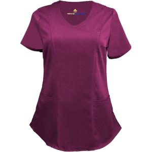 Natural Uniforms Women’s Ultra Soft Stretch Mock Wrap Scrub Top 8201(Burgundy)