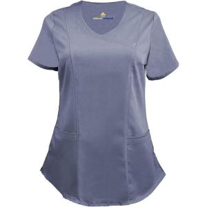 Natural Uniforms Women’s Ultra Soft Stretch Mock Wrap Scrub Top 8201(Charcoal)