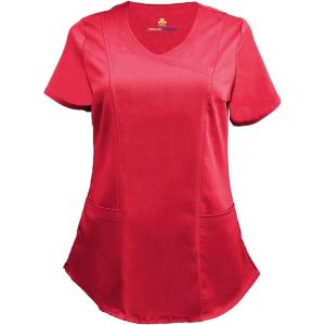 Natural Uniforms Women’s Ultra Soft Stretch Mock Wrap Scrub Top 8201(Red)