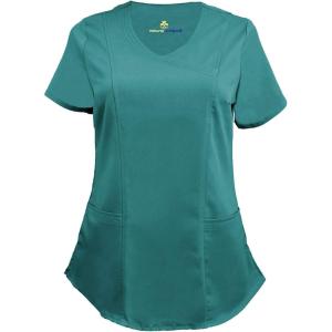 Natural Uniforms Women’s Ultra Soft Stretch Mock Wrap Scrub Top 8201(Teal)